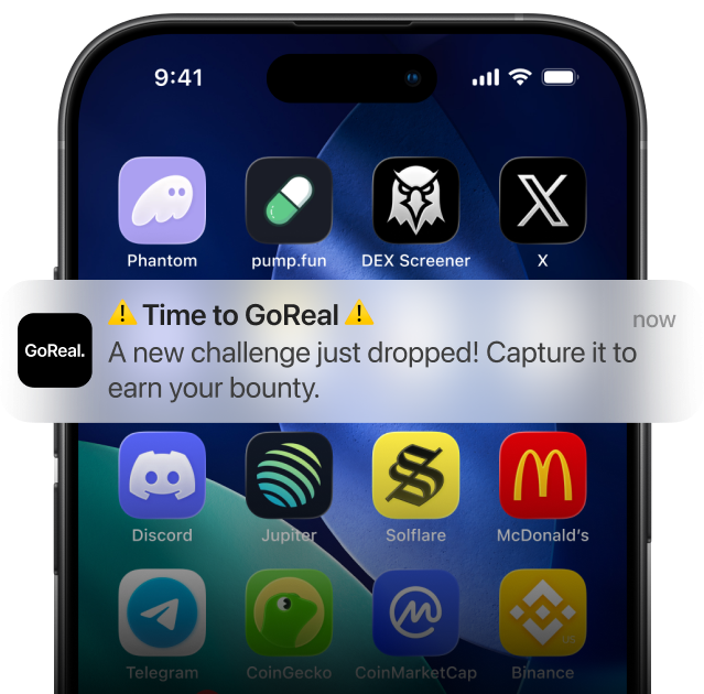GoReal push notification: a new challenge just dropped